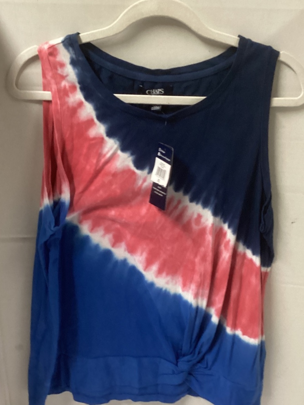 Chaps Women's Navy, Red & White Tie-Dye patriotic Sleeveless Tank